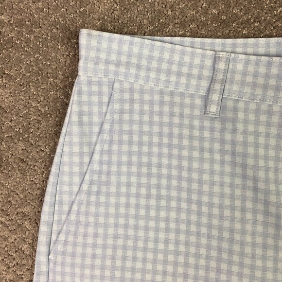 NWOT Jack Nicklaus Shorts Mens 36 Golf Flat Front Performance Blue Gingham Check - Picture 2 of 11